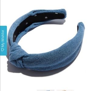 lele sadoughi light denim knot headband